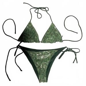 Fashion Nova 2 piece Bikini Peacock Paradise Sequins